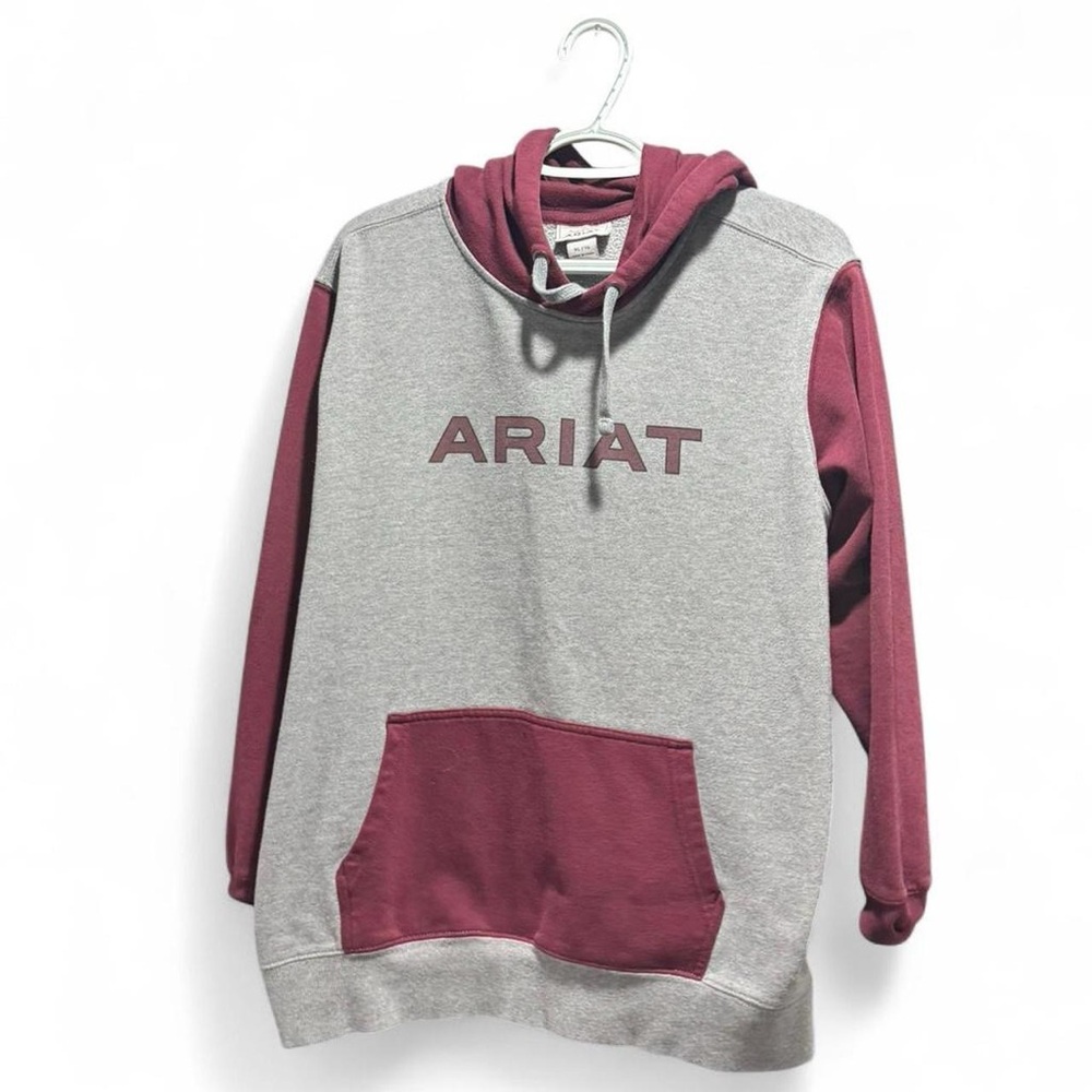 Ariat Men's Two-Tone Hoodie in Gray and Burgundy